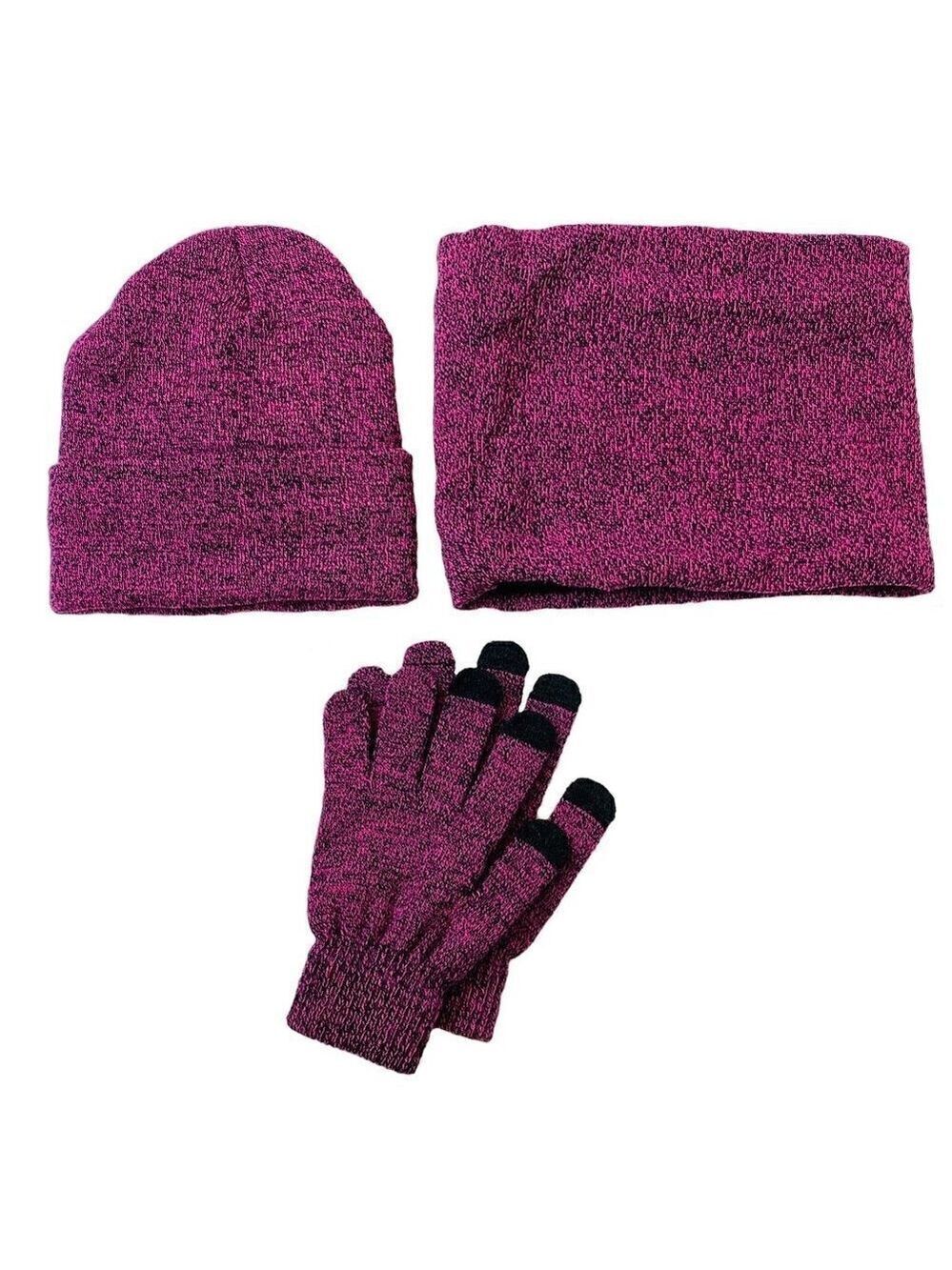 Unisex Winter Beanie, Scarf and Hat set- deep pink